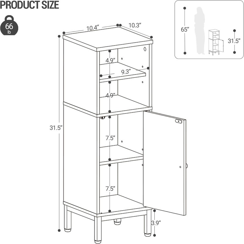 Corner Bathroom Cabinet With Custom Door Direction And Adjustable Shelves, Black/Gold