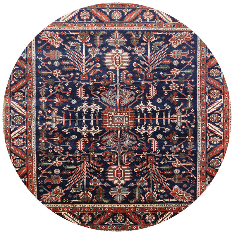 Tapis rouge / bleu Roulers, Rond 6 pi