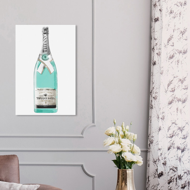 «Drinks and Spirits Priceless Champagne Bottle» par Oliver Gal, impression sur toile, H 15 po x l 10 po, Toile tendue