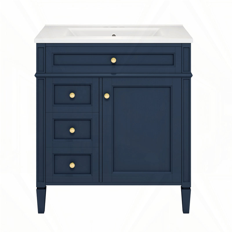 Meuble-lavabo de 30 po avec lavabo supérieur, Doré, Bleu, 30"