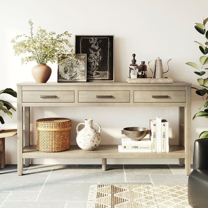 Console moderne avec tiroirs, Gris