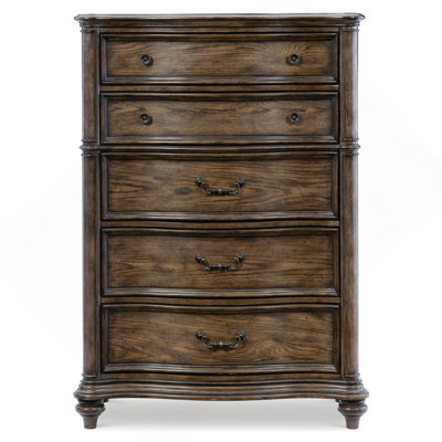 Commode traditionnelle à 5 tiroirs avec finition classique en chêne brun 1pc