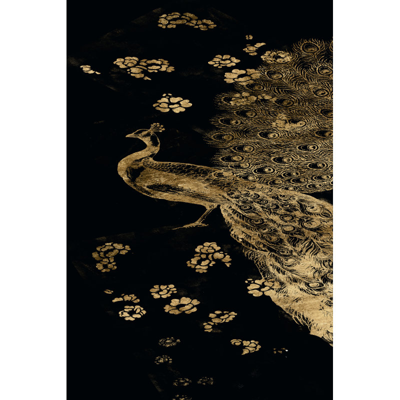 Gilded Peacock Triptych I by Jennifer Goldberger - Wrapped Canvas Painting, 122cm H x 81cm W x 3.8cm D