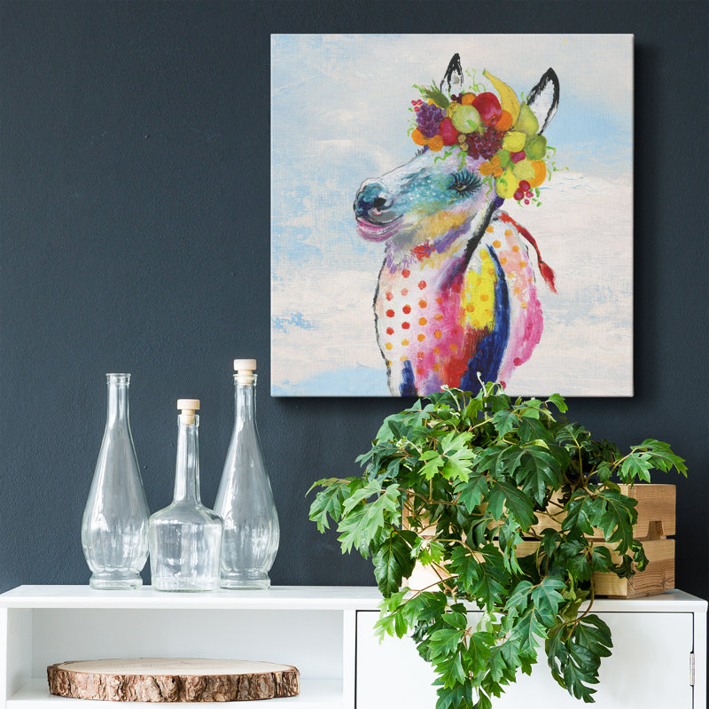 Cheval avec couronne et toile Sky-Premium tendue avec châssis - prête à être accrochée, H 16 po x l 16 po x P 1 po