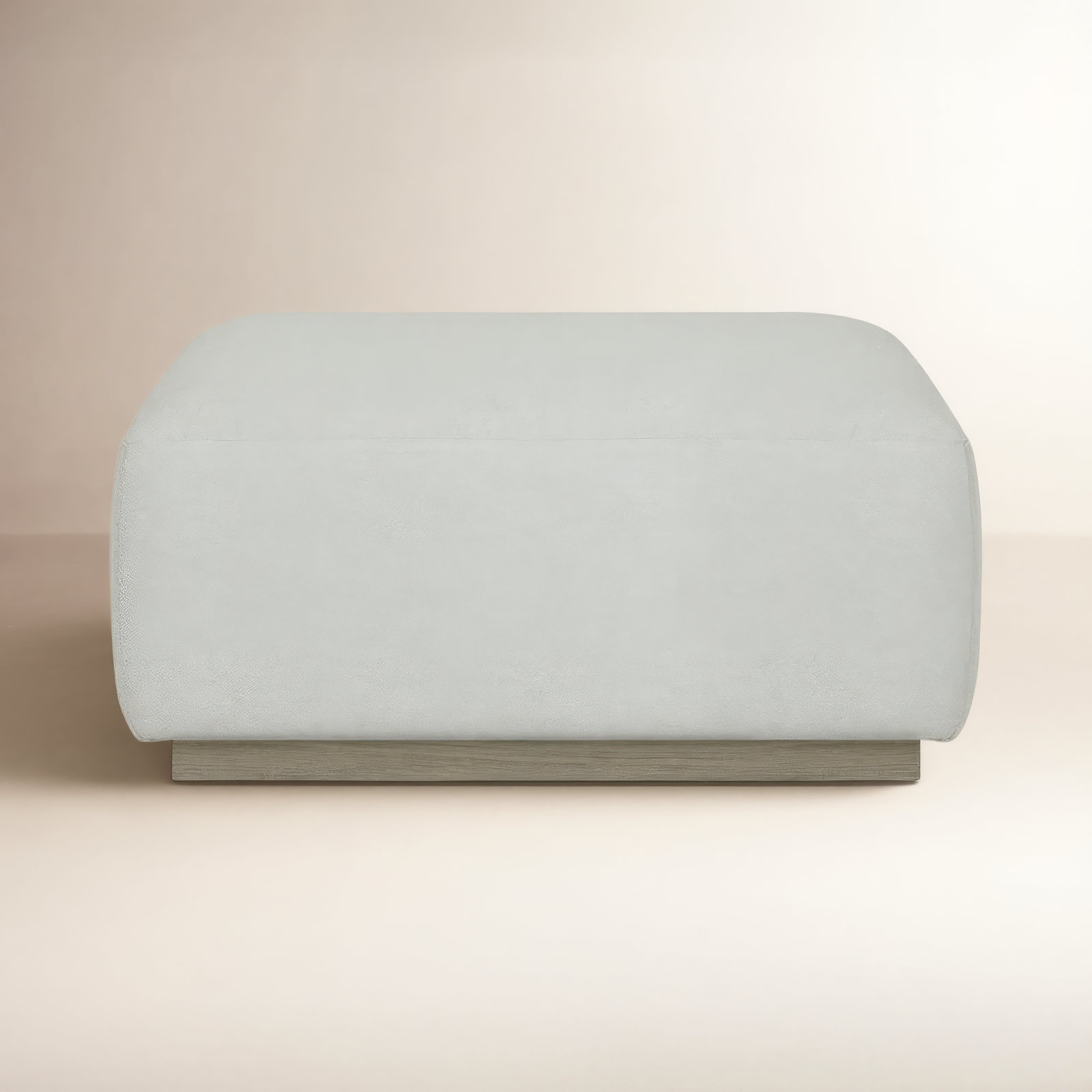 Anat Upholstered Ottoman, White Polypropylene/Olefin, Light Brown