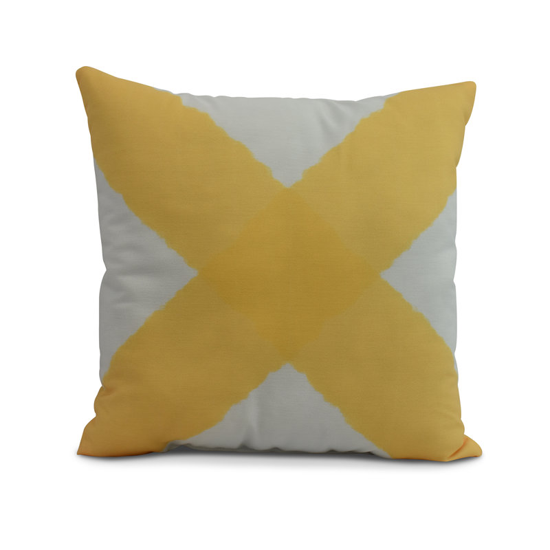 Housse de coussin d'extérieur carrée Nantucket X Marks the Spot, Jaune, 20 po x 20 po
