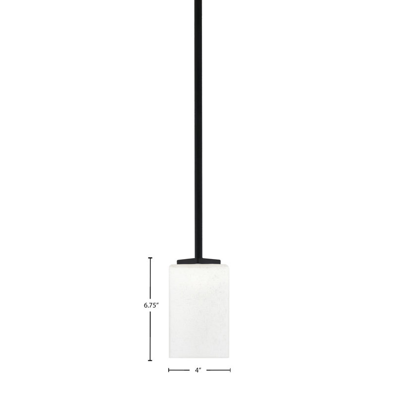 Mini-luminaire suspendu avec tige en verre Fausley, Givré, Noir mat, Blanc