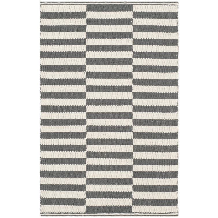 Tapis ivoire / gris en coton Ilona