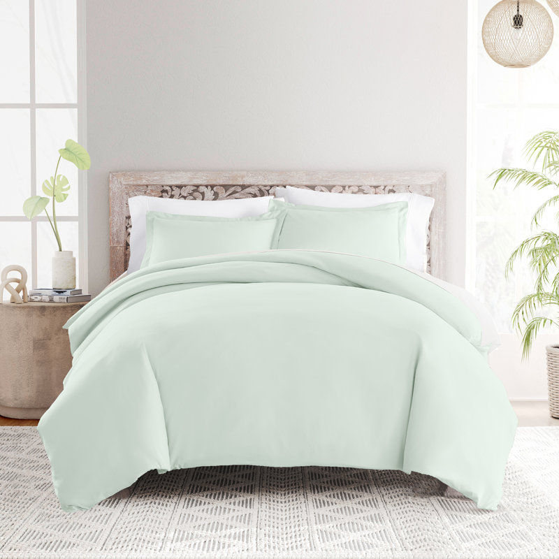Super Soft Microfiber Duvet Cover Set, King Duvet Cover + 2 Shams, Mint