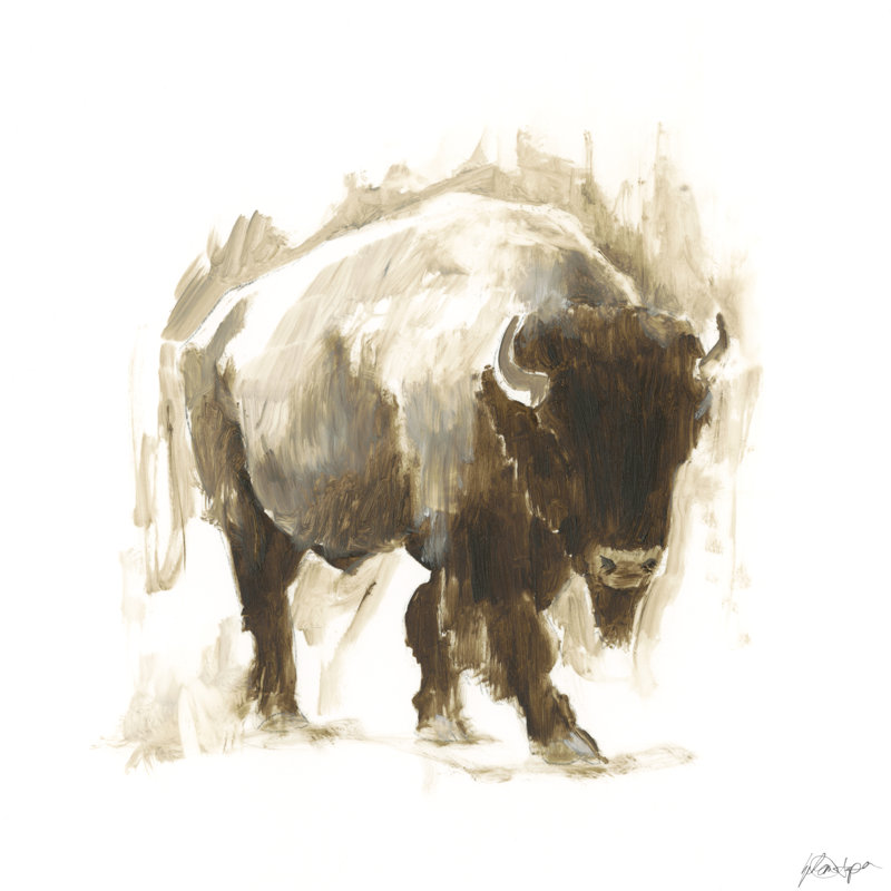 Bison rustique I, H 12 po x l 12 po