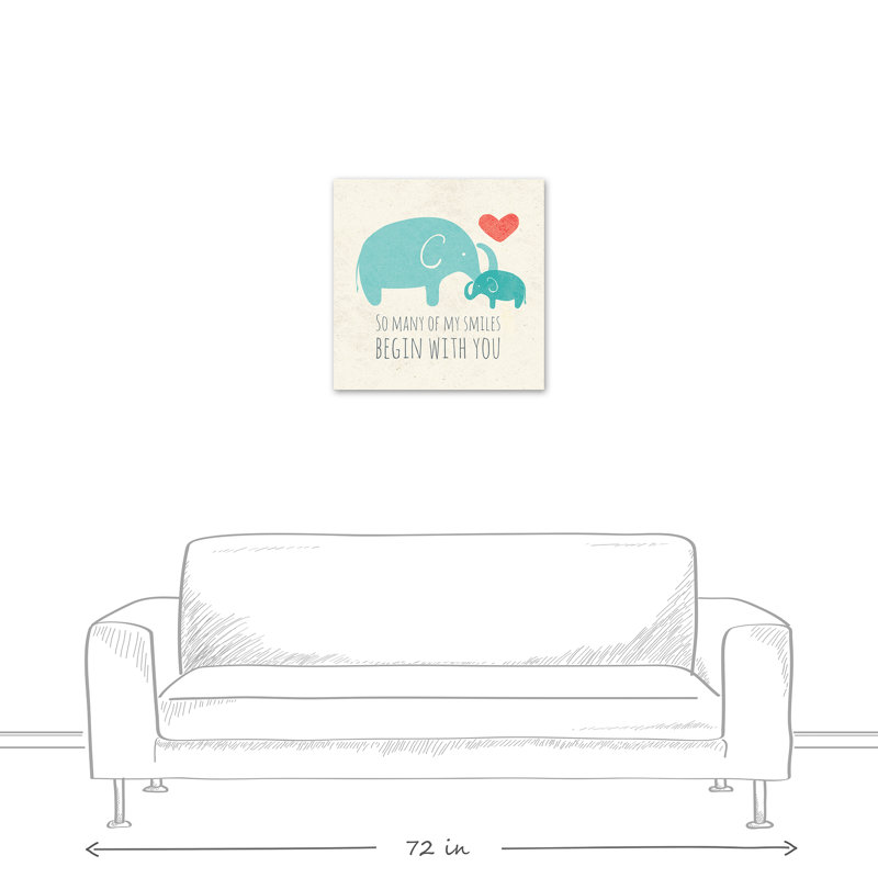 Art sur toile sourires éléphants Maylie, H 24 po x l 24 po x P 1,25 po