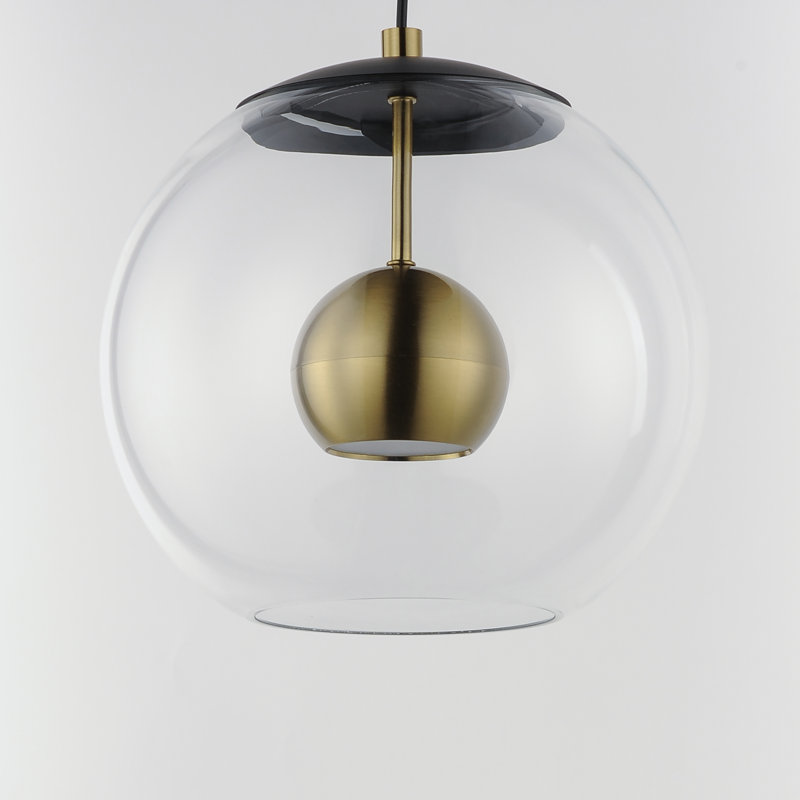 Artigoran 1 - Light Black/Natural Aged Brass LED Single Pendant, 11.75" H x 11" W x 11" D