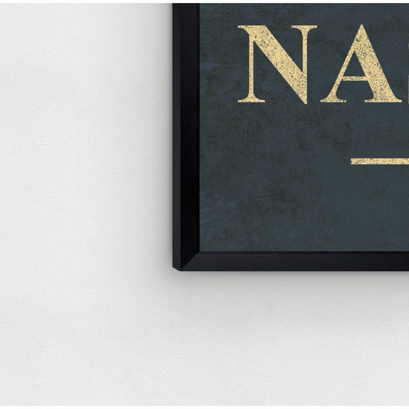 Repères de nashville-impression d’art textuel, H 22 po x l 22 po x P 1,2 po, Papier avec cadre noir