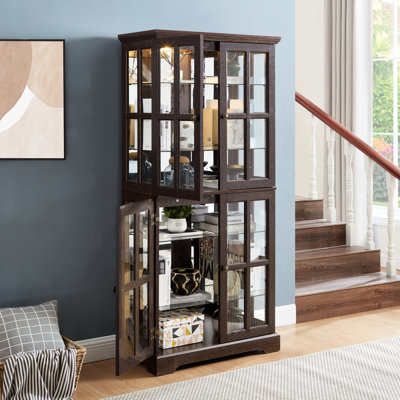 Armoire antique avec étagères réglables et étui à gants rétro