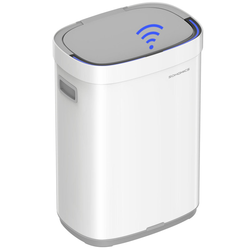 17.2 Gallon Motion Sensor Trash Can with 15 Trash Bags, White