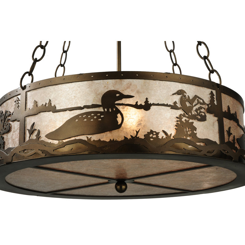 Rustic Lodge 4 - Light Chandelier, Antique Copper, Silver, 36" H x 22" W x 22" D