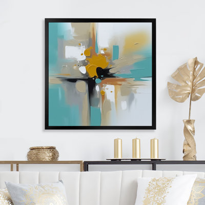 Encre sur toile Lybarger, jaune et turquoise