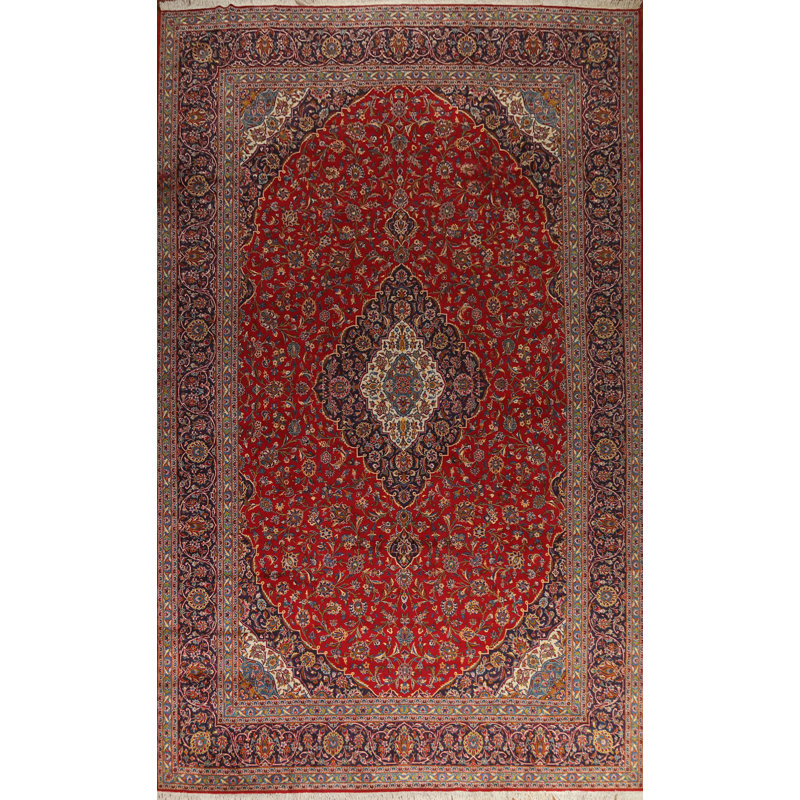 Tapis persan Kashan traditionnel fait à la main 11 x 17
