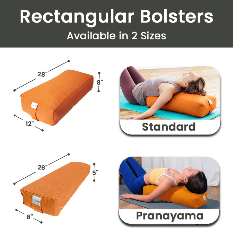 Orange Cotton Rectangle Bolster Meditation Pillow