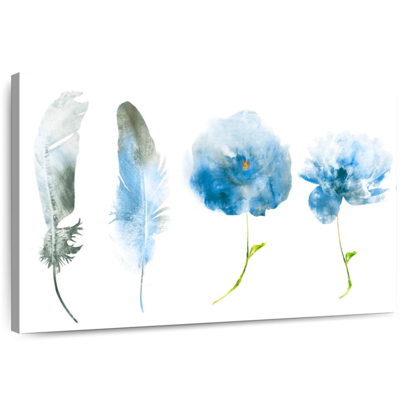 Fleurs bleues Harnek Airy, H 32 po x l 48 po