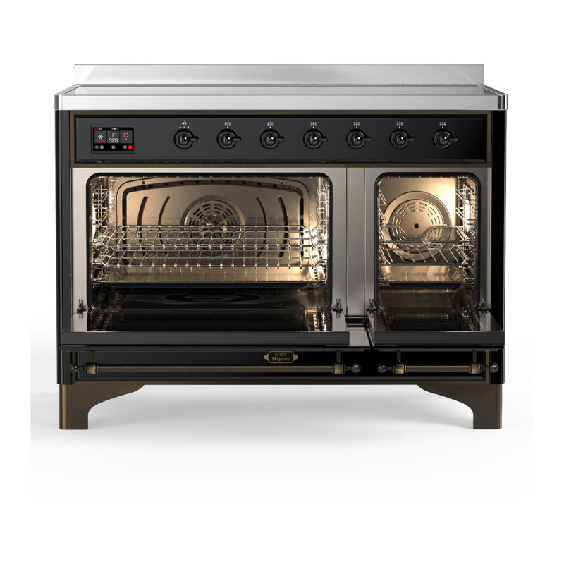 Majestic III Series 48 Inch Induction Range with 6 Induction Elements in Antique White (Chrome Trim), Glossy Black, Burnished