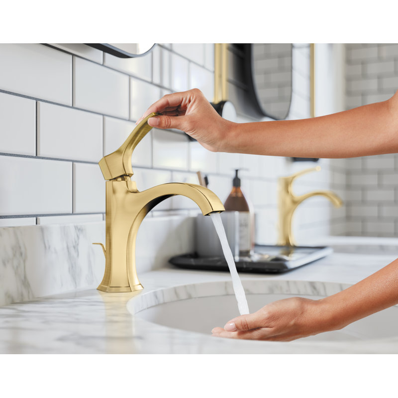 Locarno Single Hole Bathroom Faucet with Drain Assembly, Brushed Gold Optic