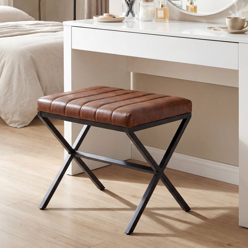 Armgard Metal Accent Stool, Yellowish Brown, Black