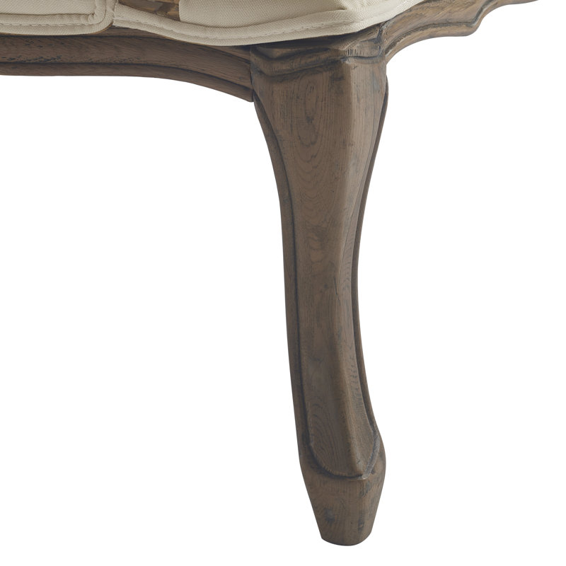 Cream Upholstered Wood Frame Accent Armchair