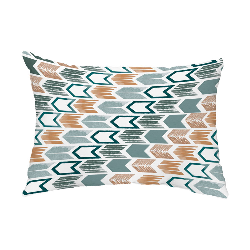 Geometric Outdoor Reversible Throw Pillow, Green
