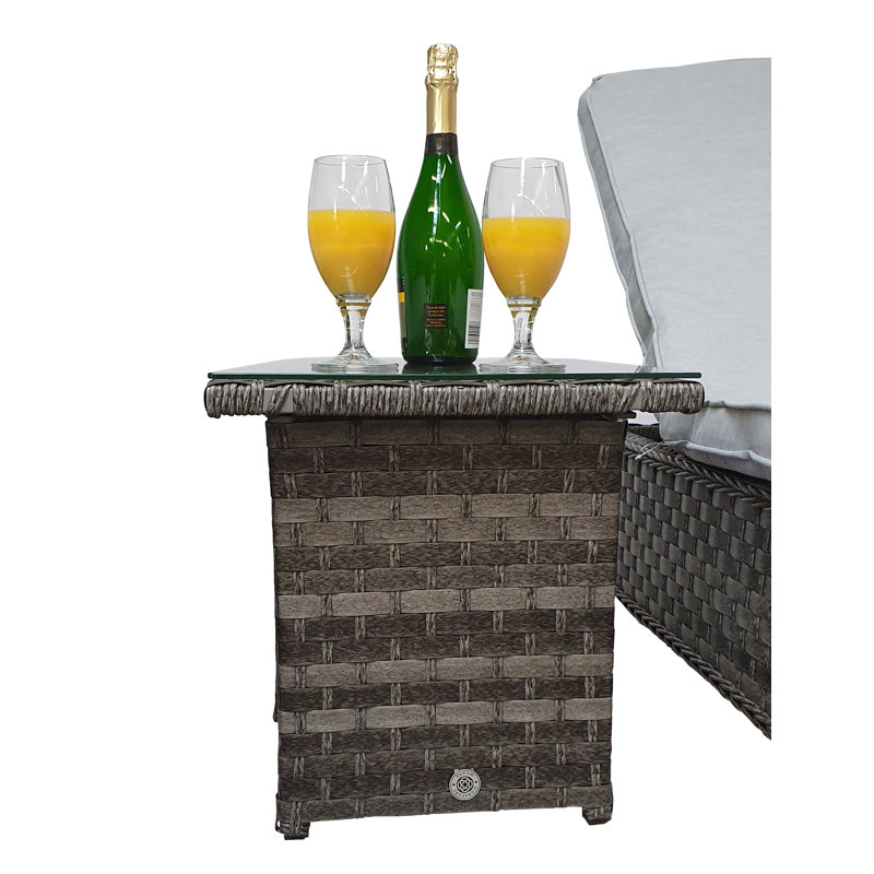 Ashyra 78.7cm Long Reclining Double Chaise with Cushions and Table