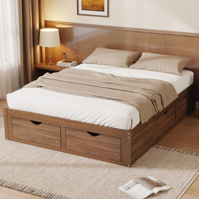 Queen Size Platform Bed with 6 Storage Drawers