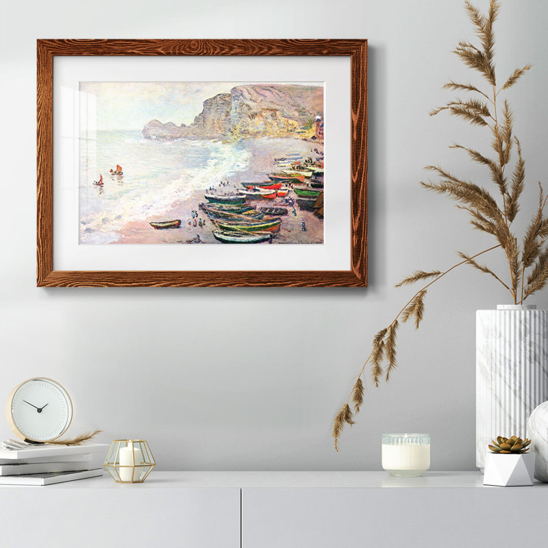 Étretat, la plage et la porte d'Amont par Monet, Érable, H 22 po x l 32 po x P 1,5 po