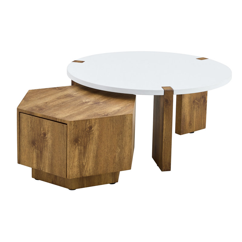 Modern MDF Coffee Table Set with Modular Design & Storage - Versatile Living Room Furniture with Rounded Edges & Anti-Slip Features