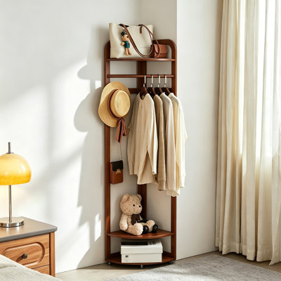 Corner Hall Tree Coat Rack with Storage