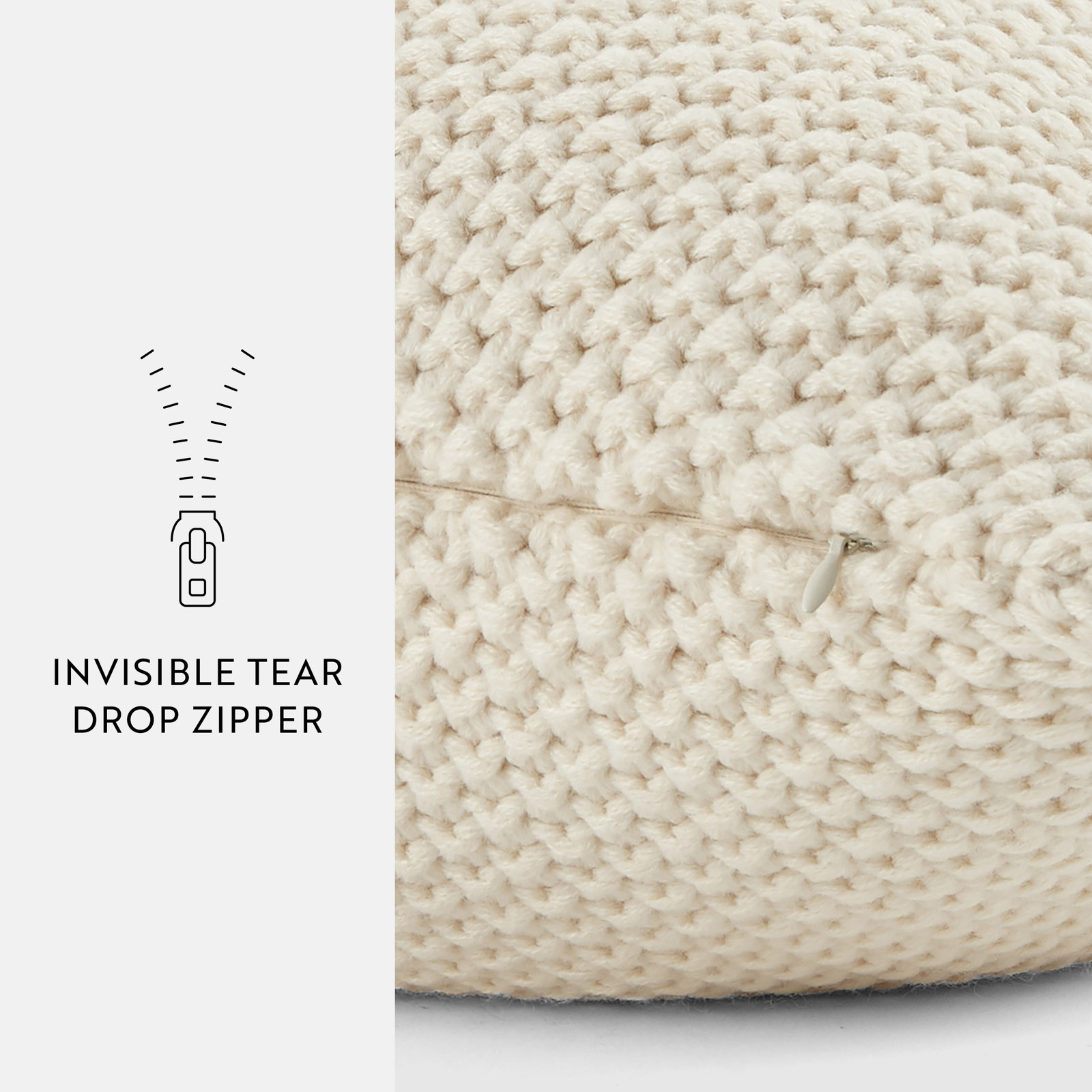 Textured Knit Throw Pillow, Beige