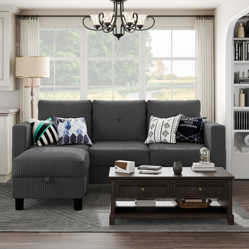  76.5" Upholstered Sofa Couch, Dark Grey