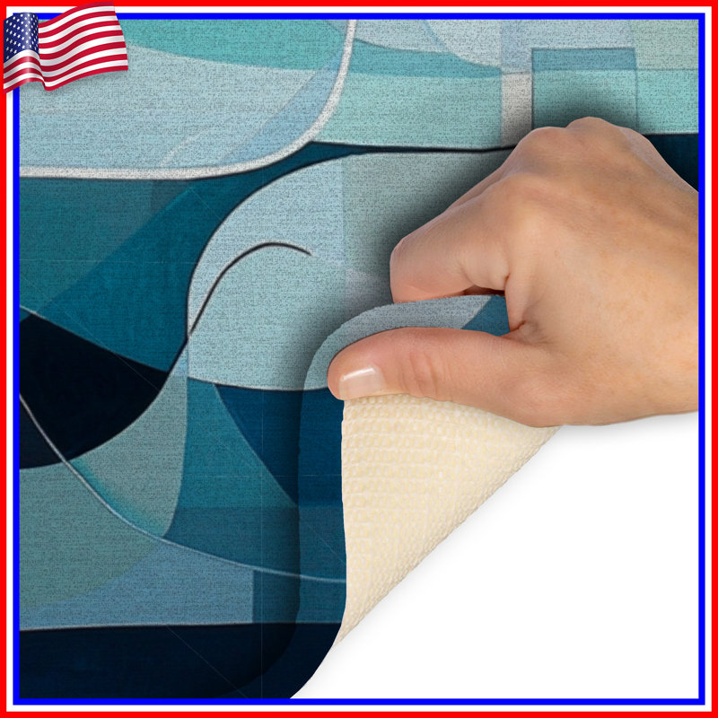 Tapis de bain abstrait, Simple - L 24 po x l 17 po, Bleu / abstrait 1
