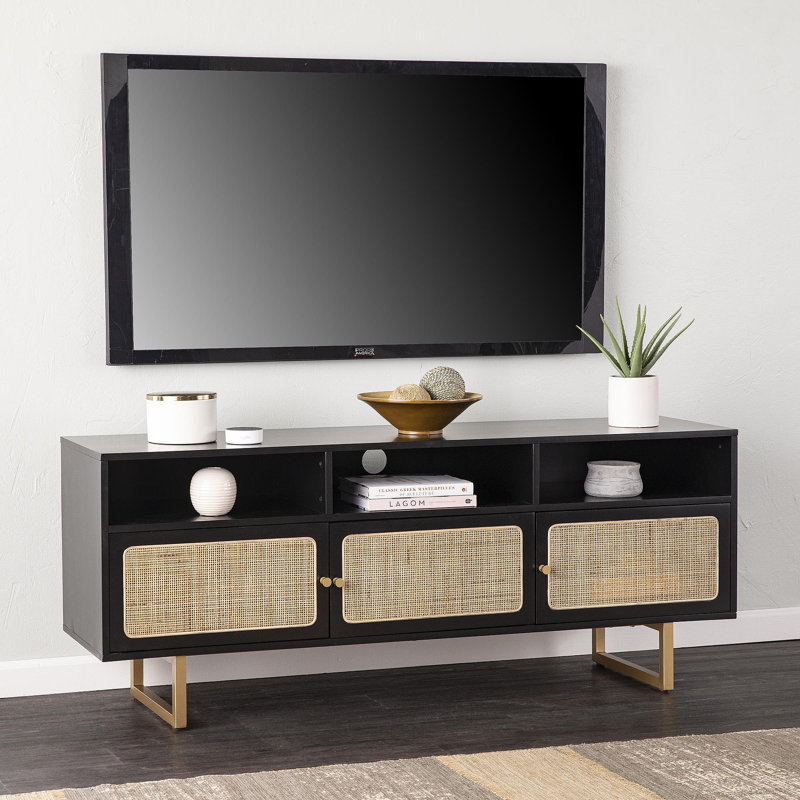 Cabinet multimédia avec rangement Mursley, 24 po H x 60 po L x 15,75 po l, Noir