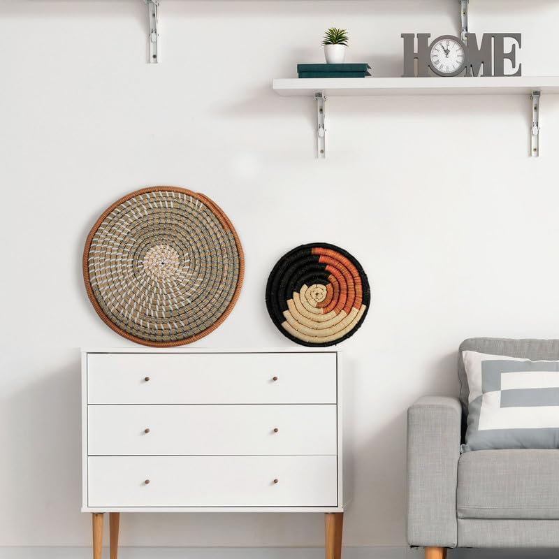 11 pièces Boho décoration murale panier panier décoratif tissé Bulrush Boho Art mural rond paniers suspendus pour la cuisine rustique maison décorations de Noël, plusieurs tailles (classique)