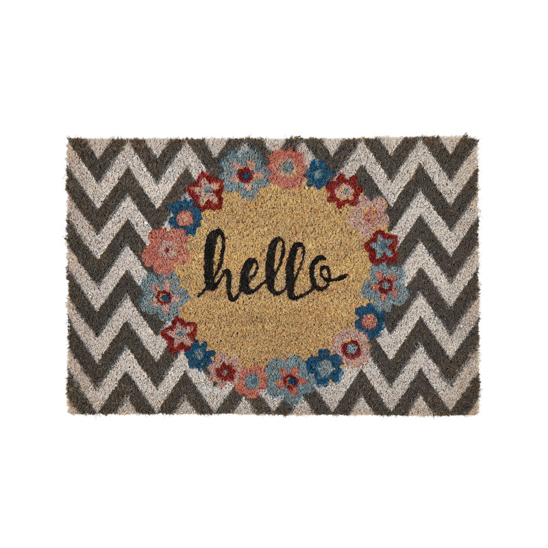 Mcdaniel Non-Slip Floral and Chevron Doormat