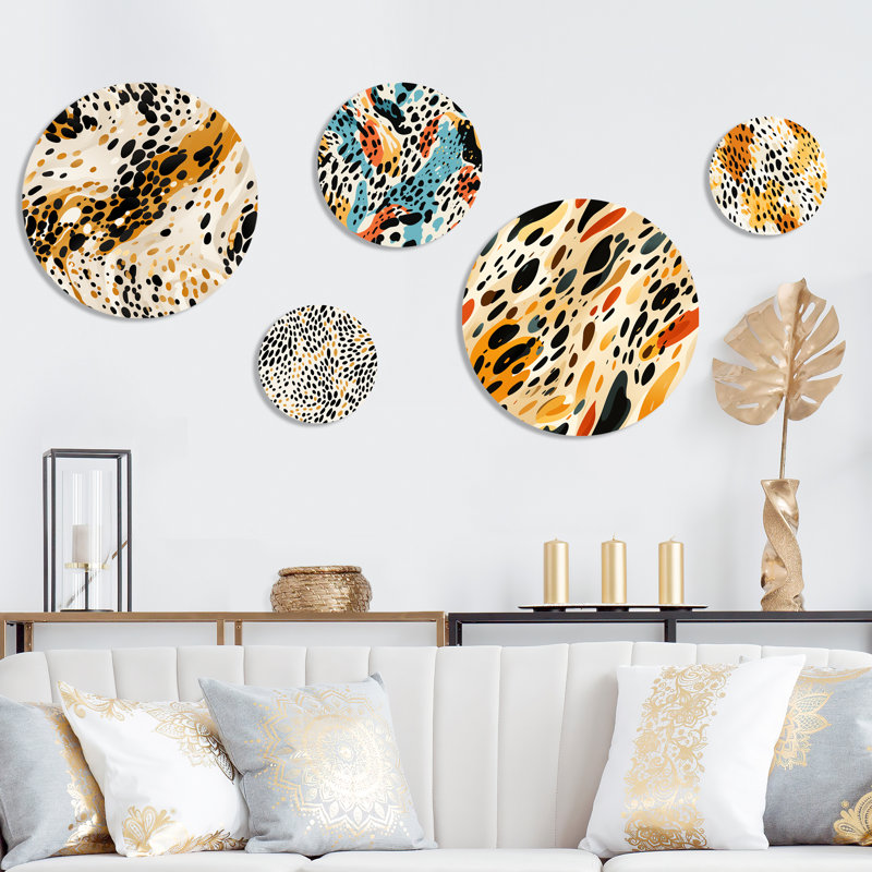 Louann - Ensemble abstrait d'art mural rond abstrait de 5