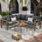 77" Wide L-Shaped Outdoor Patio Sectional Sofa With Realistic Wood-Texture Metal Frame And Cushions-2044750598-2023281251