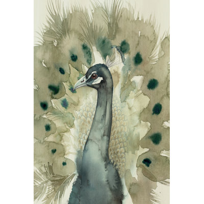 Sepia Peacock II 1 Piece Wrapped Canvas Wall Art