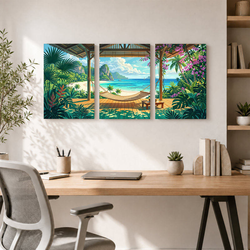 Ensemble de 3 toiles tropicales, H 24 po x l 16 po x 3 pièces
