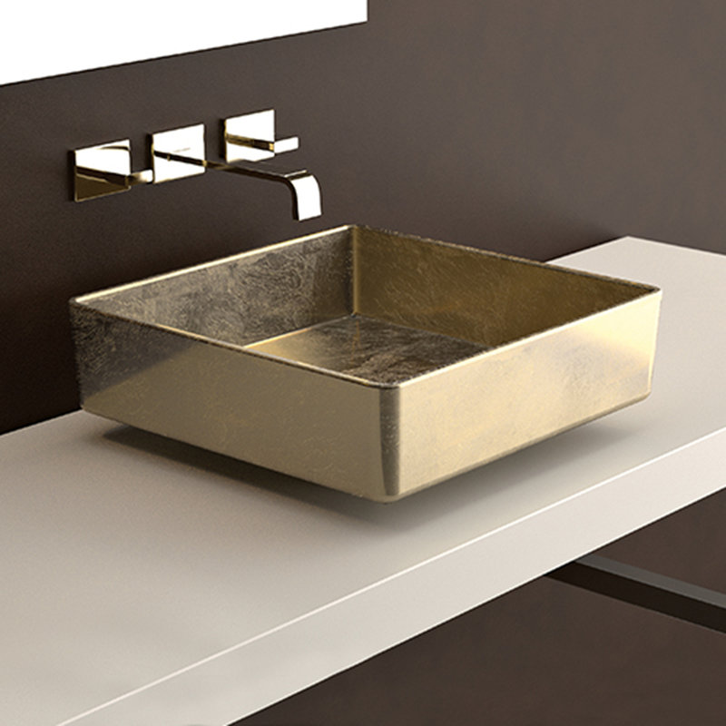 15.7'' L Bathroom Sink, Gold Leaf