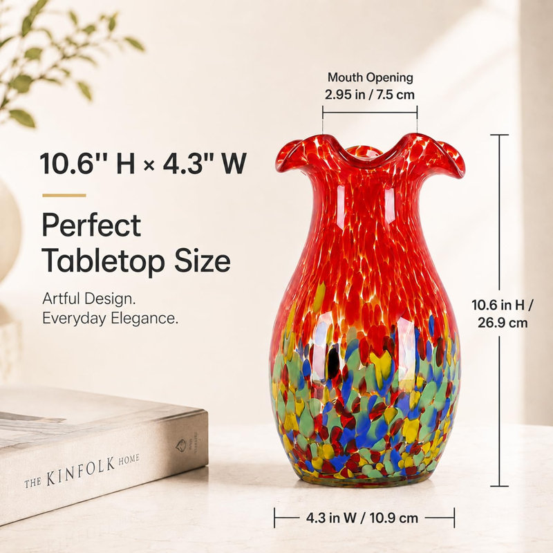 Vase décoratif en verre, Rouge