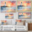 Orange coucher de soleil sur la côte, phare de la plage, sérénité I - art mural plage-694431532-694431543
