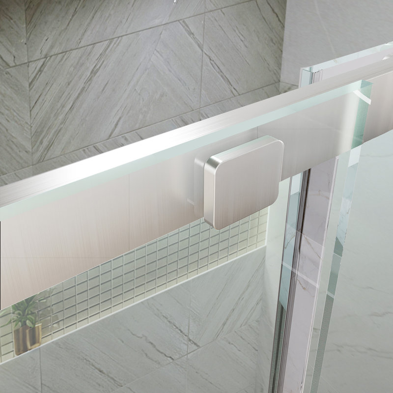 44-48 in.W x 74 in.H Frameless Sliding Glass Shower Door with 5/16 in.(8mm) Clear Glass, Brushed Nickel