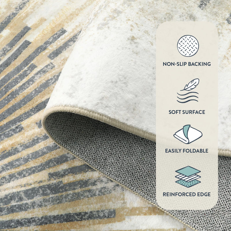  Mordern Washable Area Rug for Living Room Non-Slip Soft Rug for Bedroom Abstract Carpet, Rectangle 9' x 12'