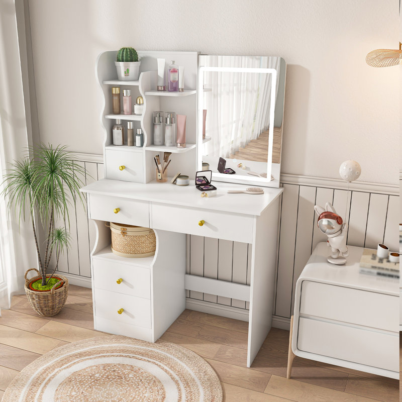 dressing table, mirror and LED light